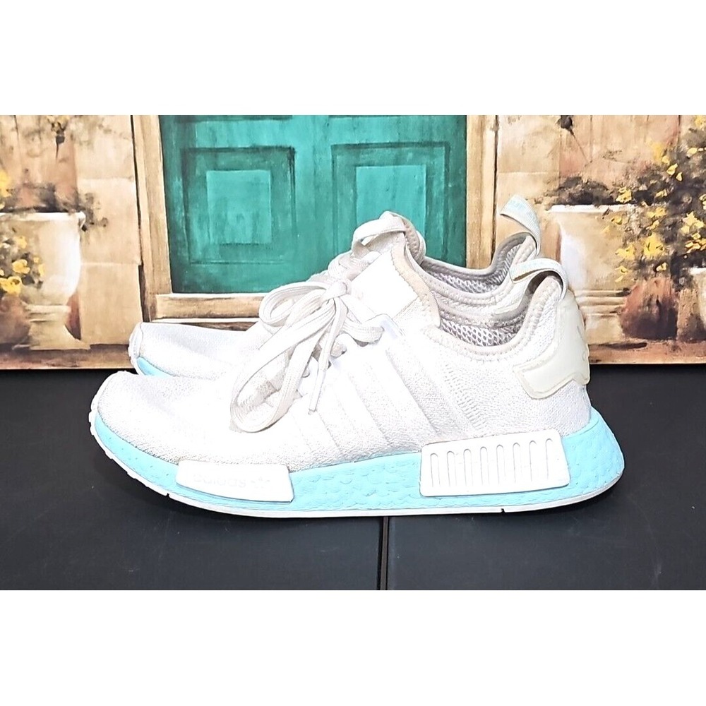 Adidas NMD R1 Women's Size 7.5 US EF4273 White Clear Aqua Lace Up Athletic Shoes